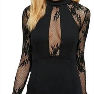 Free People long sleeve lace bodycon mini dress
